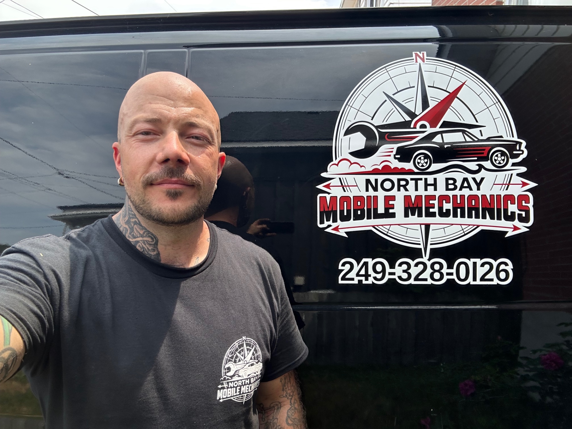 North Bay Mobile Mechanics owner beside service van