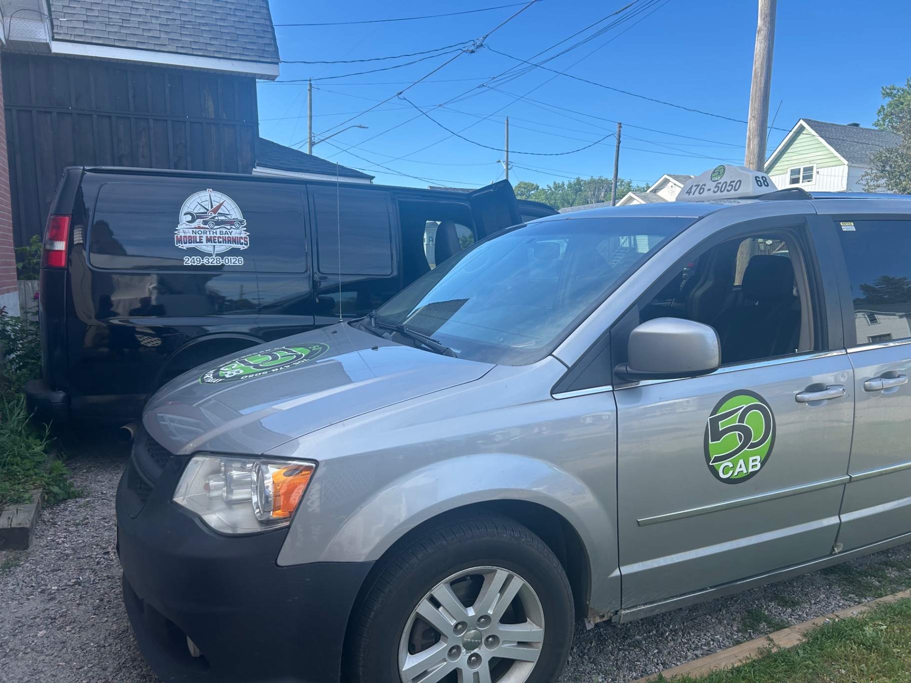 Service van on a customer driveway
